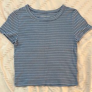 Blue and White AE crop top